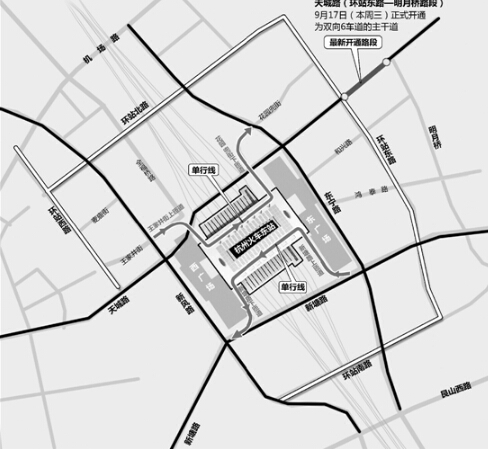 以后从杭州市区去东站，沿着天城路走，就能顺利进出站