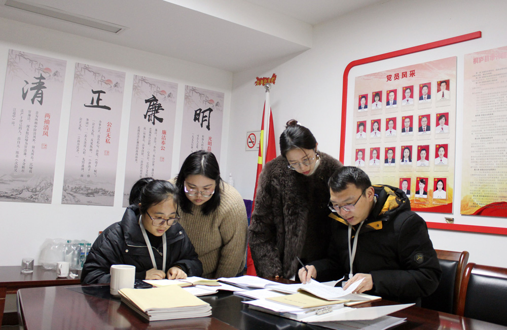 2月24日，桐庐县纪检监察干部在县审计部门开展“三重一大”日常监督。何小华摄