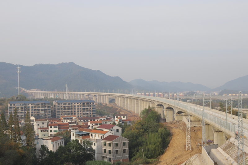 杭温铁路二期项目新华特大桥。浙江交通集团供图
