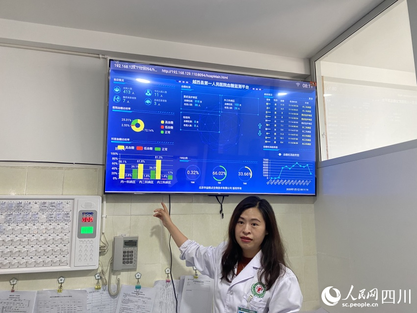 林仿介紹血糖智能管理系統。 實習生 楊妍冰攝