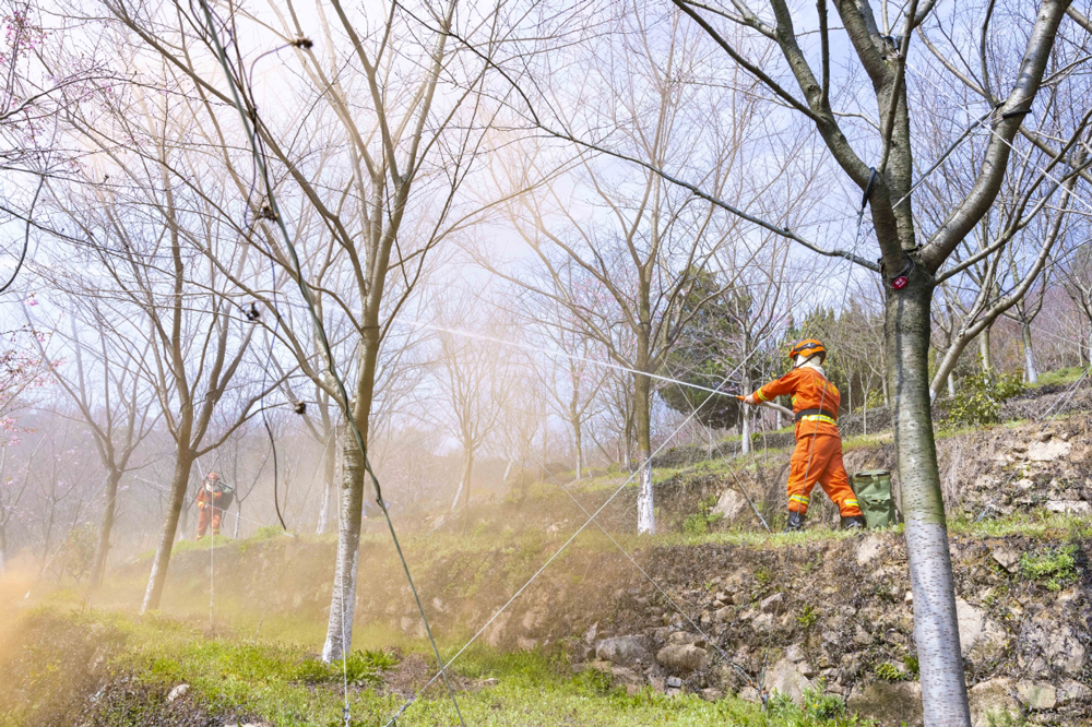 近日，宁波市江北区“3·19”森林火灾应急演练举行。李嘉伟摄