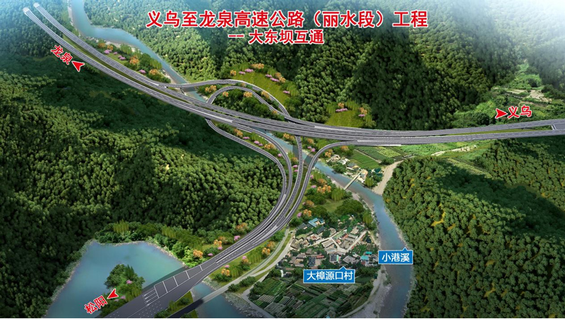 義龍慶高速公路麗水段項目上淤樞紐效果圖。浙高建公司供圖