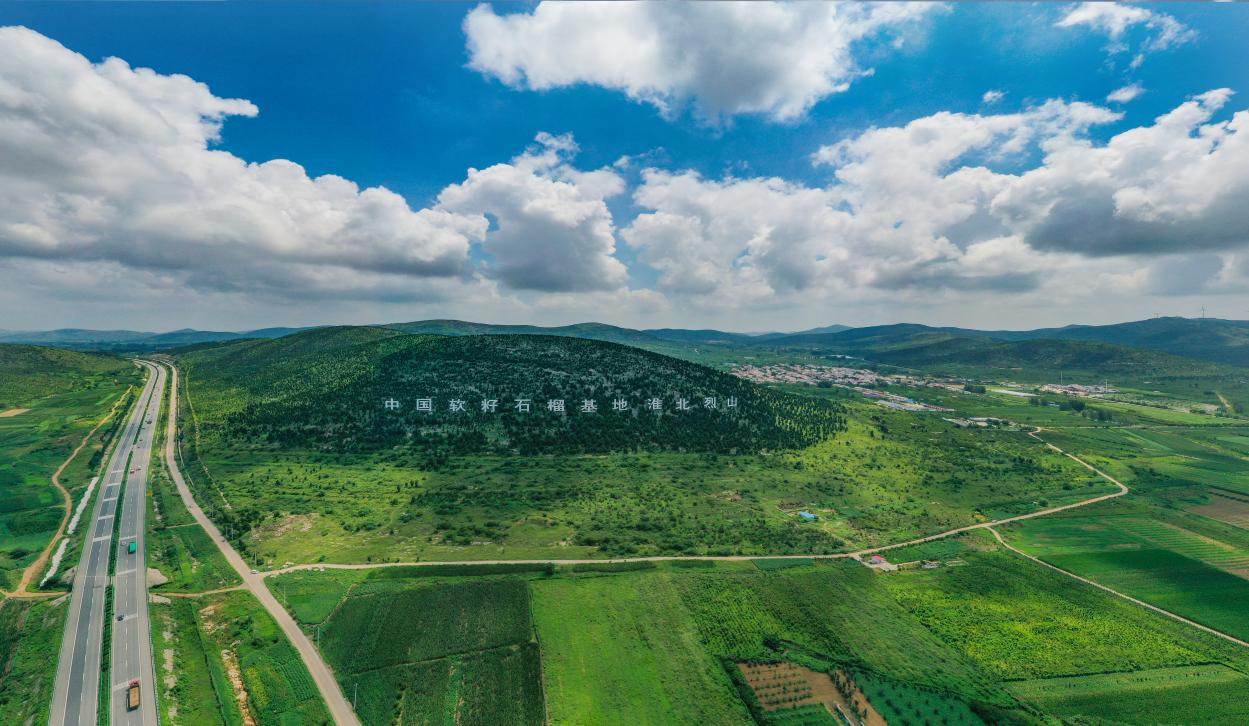 中国软籽石榴基地淮北烈山鸟瞰。 冯树风摄