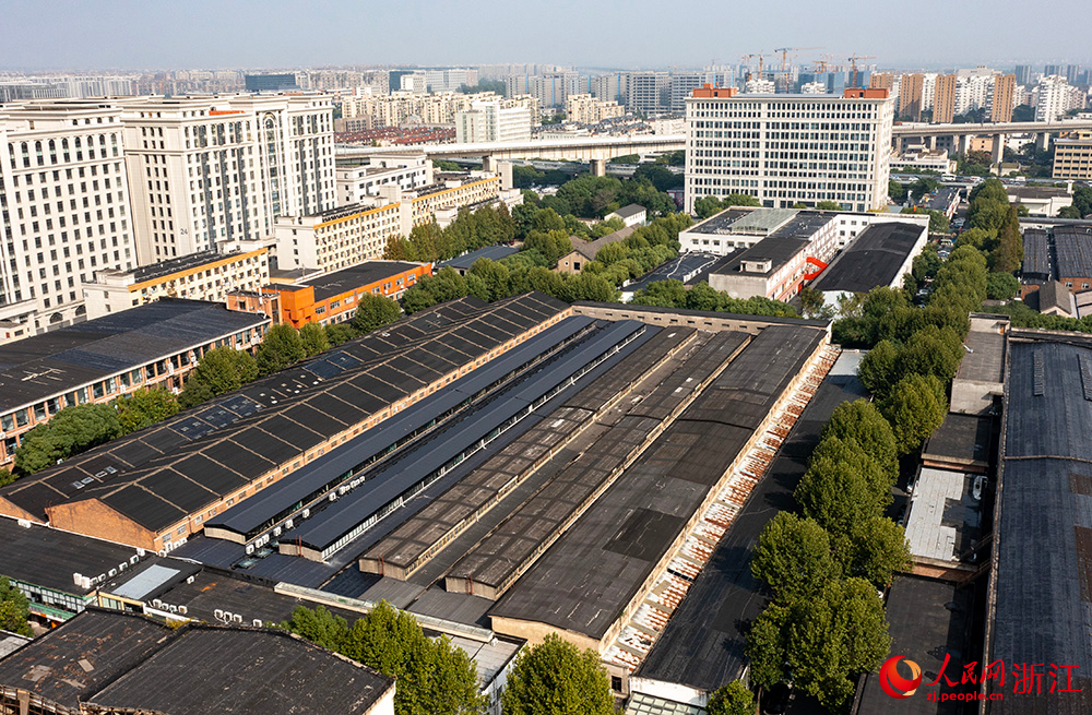 空中俯瞰杭州市拱墅区石桥街道经纬天地创意产业园。人民网 章勇涛摄