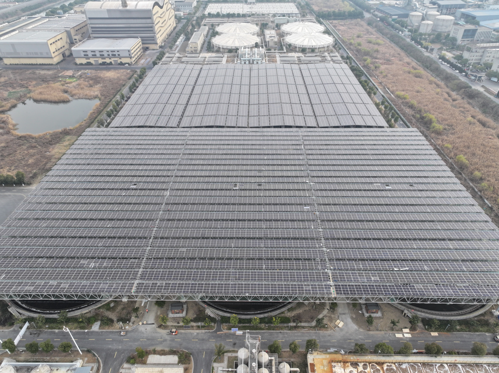 全國最大的水處理廠分布式光伏電站項目落戶杭州。中國石化浙江石油供圖