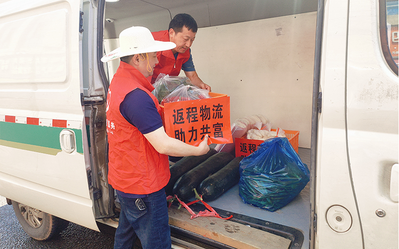 配送人员将高山蔬菜搬上车。余李琦摄