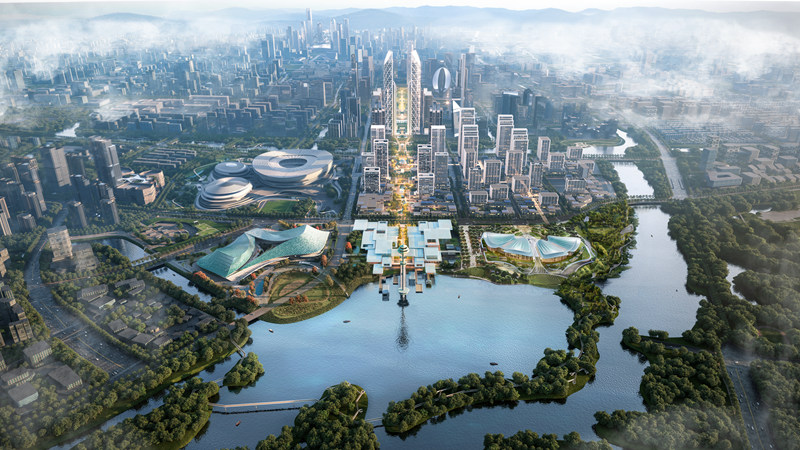 余杭中轴线（效果图）。余杭区中轴线开发建设工作指挥部供图