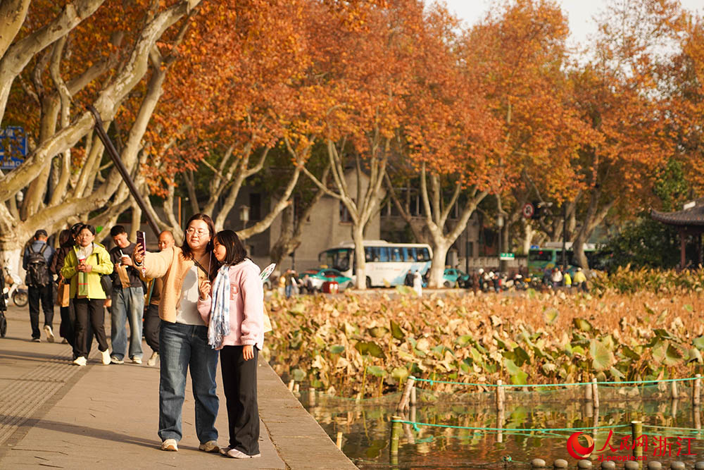 市民游客邂逅西湖独有的诗意与美好。人民网 章勇涛摄