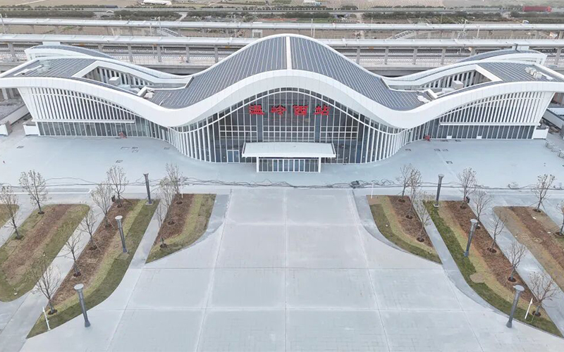 温岭西站整体造型亮相。台州市委宣传部供图