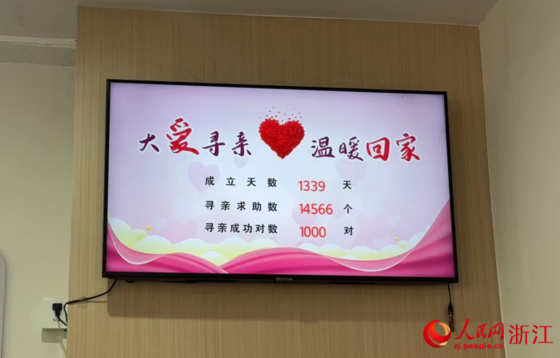 记录寻亲信息的显示屏。人民网 刘欣蔚摄