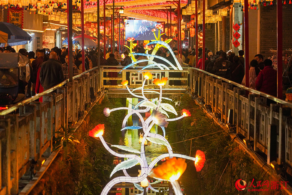 3月20日晚，2026“如愿宁溪·宋灯承脉”二月二灯会在台州市黄岩区宁溪镇宋渠直街启幕。人民网 章勇涛摄