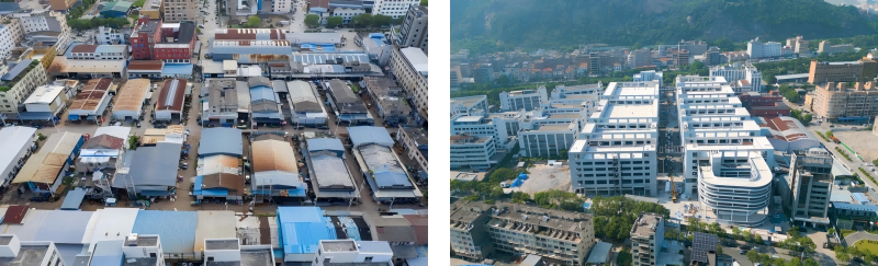 北白象镇西漳工业区改造前后对比图。温州市资规局供图